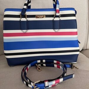 Striped Kate Spade Satchel with Shoulder Strap